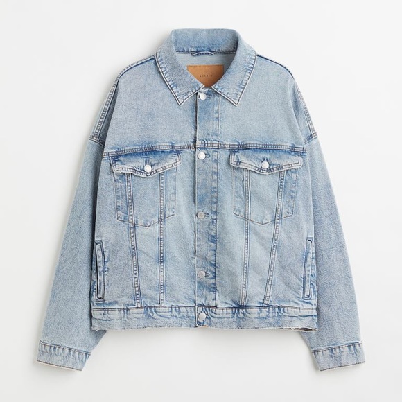 H&M Jackets & Coats Light Wash Denim Oversized Hm Jean Jacket